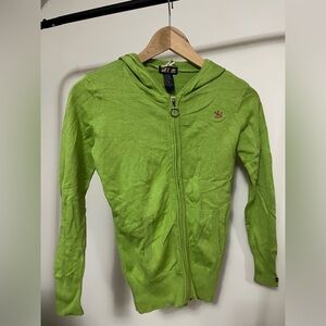 DEX Green Lightweight Bamboo Knit Zip-up Hoodie XS